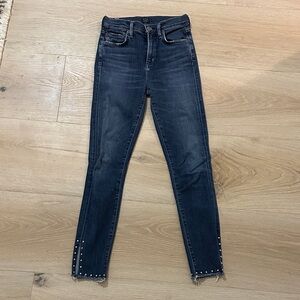Women's Dark Blue Jeans with stud Accents